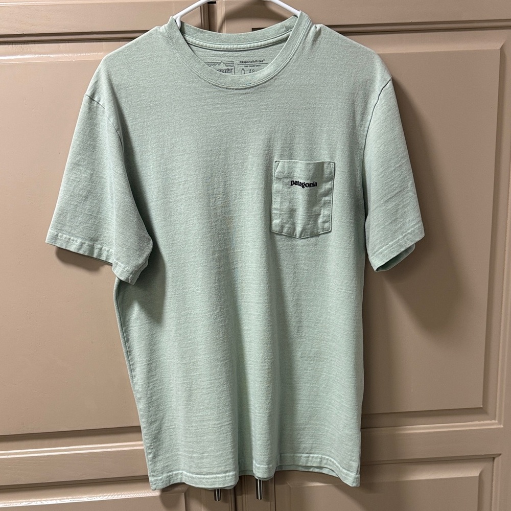 Patagonia P-6 Logo Pocket Responsibili-Tee Lite Distilled Green Size M